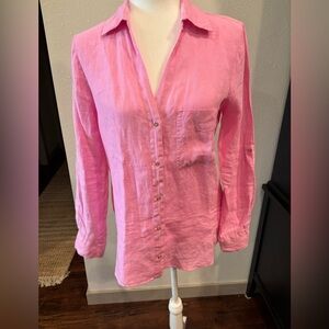 Zara Pink Button-Down Shirt linen small NWT